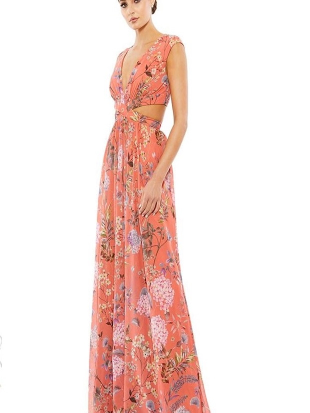Mac Duggal Coral Goddess Vacation Maxi Dress Size 0